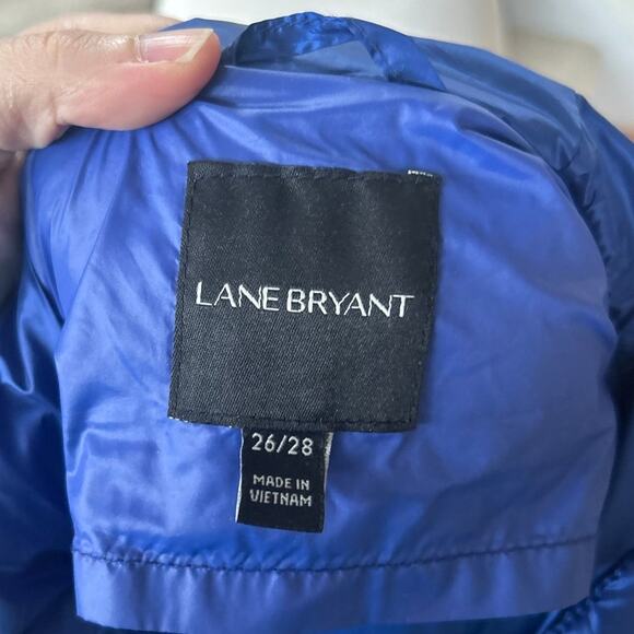 Lane Bryant Electric Cobalt Blue Down Fill Hooded Puffer Zip Jacket - Picture 4 of 6